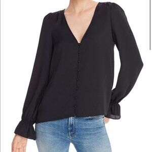 Joie Women's 100% Silk Bolona Top in Cavier Black Button Front Date Night